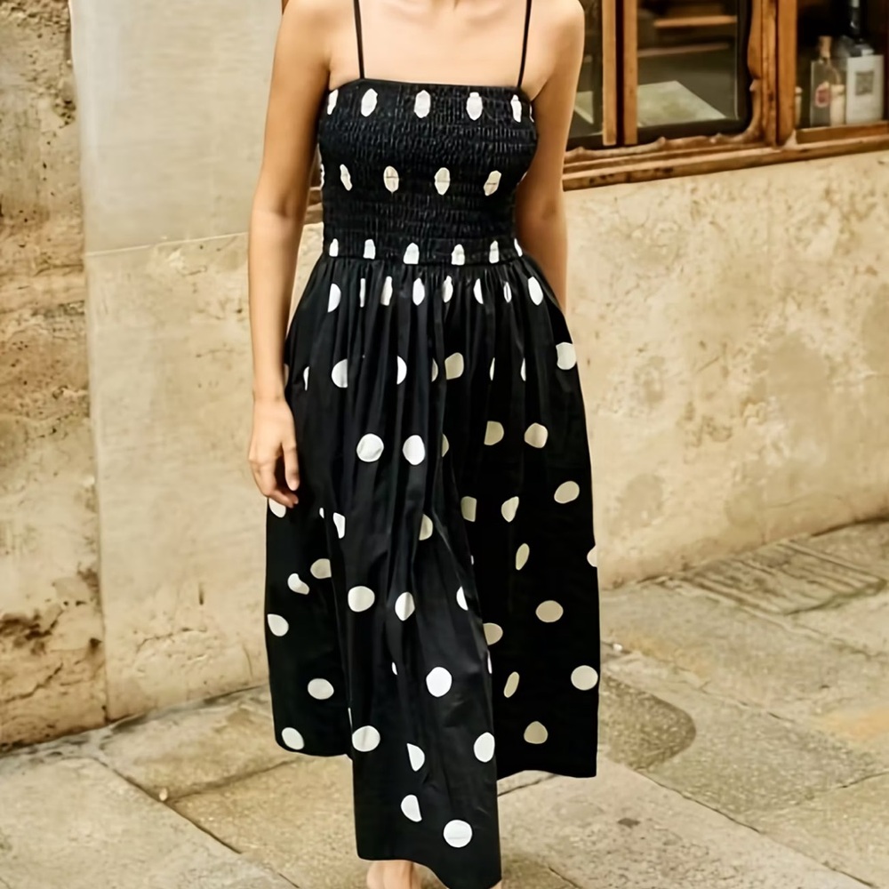 Black and White Polka Dot Summer Maxi Dress